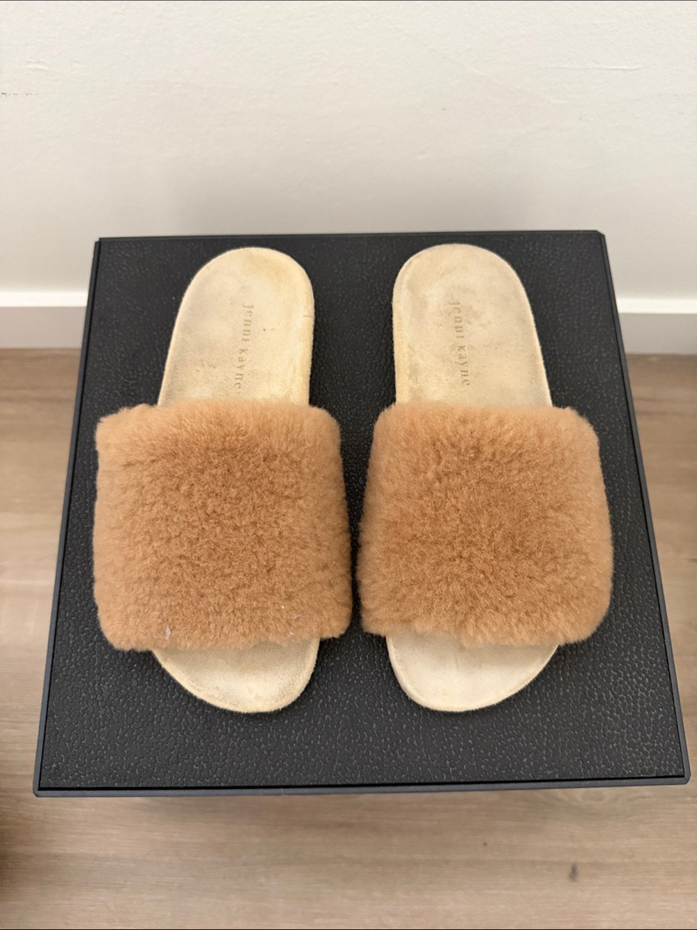 Jenni Kayne Camel Faux Shearling Slide Slippers